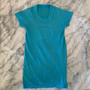 Light Blue short sleeve LuluLemon workout top